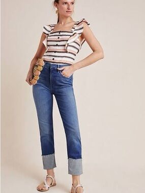 MOTHER The Ponyboy Too Tough To Tame Cuffed Straight Jean Size 29
